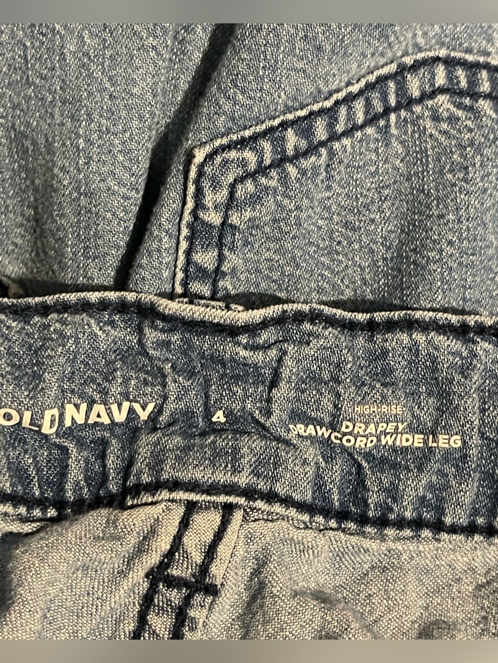 Old Navy Women’s Casual Relaxed‎ Fit Blue Drawcord Wide-Leg Jeans Size 4 - Picture 6 of 7